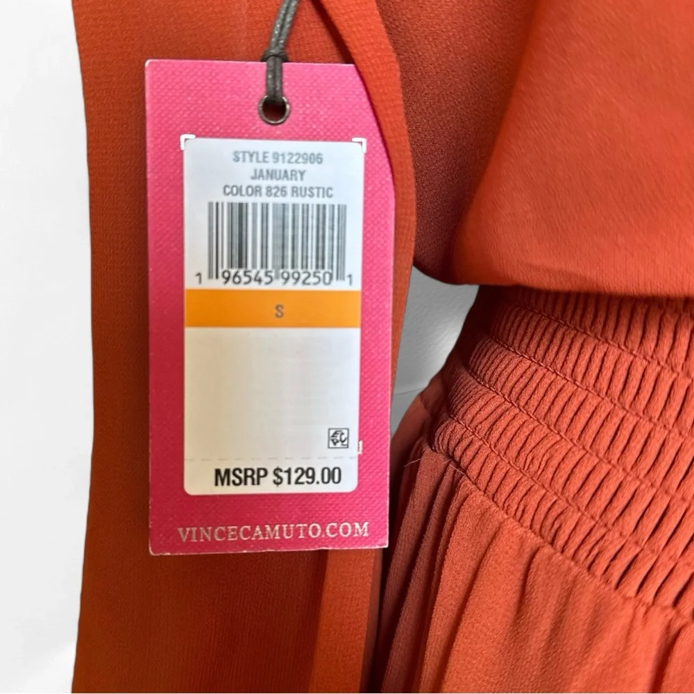 🆕 Vince Camuto Orange Ruffled Faux-Wrap Sundress Size Small - Picture 10 of 12